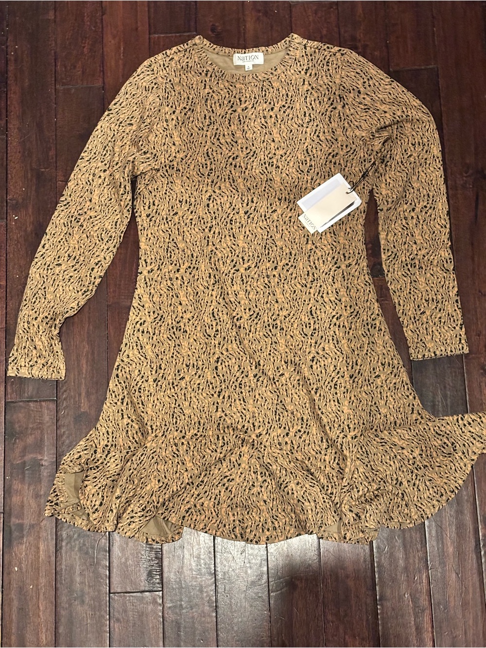 Nation LTD Mini Dress in Warm Brown Animal Print